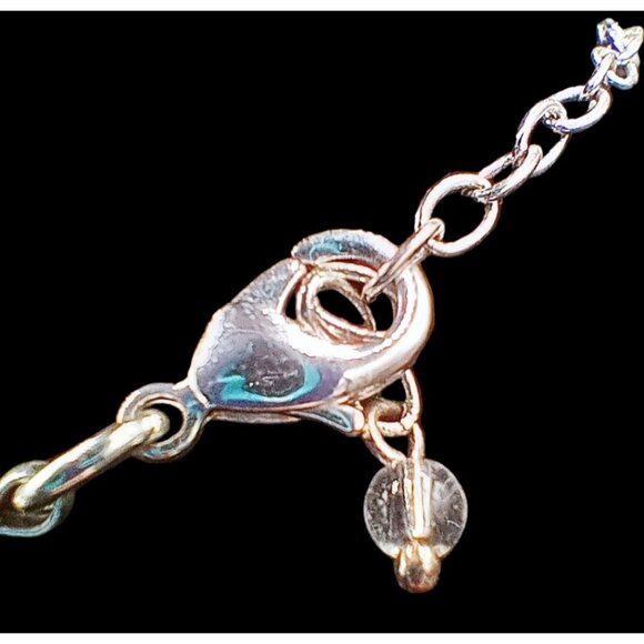 Necklace Snowflake Look Clear White Silver Black 19.25 Inch Adjust Lobster Clasp - Picture 7 of 13